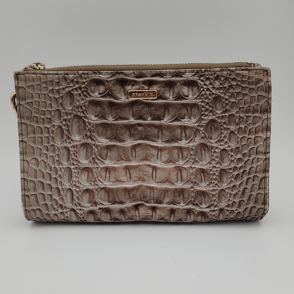 Brahmin Tan Crocodile Embossed Women's Clutch